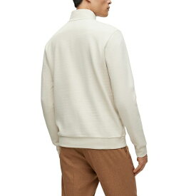 ヒューゴボス メンズ パーカー・スウェットシャツ アウター Men's Jacquard Zip-Neck Sweatshirt Open White