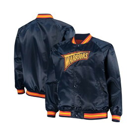 ミッチェル&ネス レディース ジャケット＆ブルゾン アウター Men's Navy Golden State Warriors Big and Tall Hardwood Classics Raglan Satin Full-Snap Jacket Navy