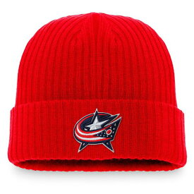 ファナティクス メンズ 帽子 アクセサリー Columbus Blue Jackets Fanatics Core Primary Logo Cuffed Knit Hat Red