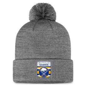 ファナティクス メンズ 帽子 アクセサリー Buffalo Sabres Fanatics Authentic Pro Home Ice Cuffed Knit Hat with Pom Gray