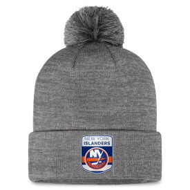 ファナティクス メンズ 帽子 アクセサリー New York Islanders Fanatics Authentic Pro Home Ice Cuffed Knit Hat with Pom Gray