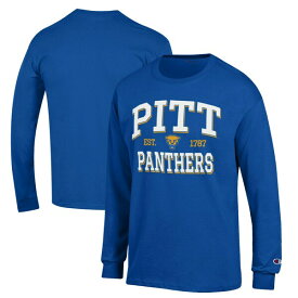 チャンピオン メンズ Tシャツ トップス Pitt Panthers Champion Jersey Est. Date Long Sleeve TShirt Royal