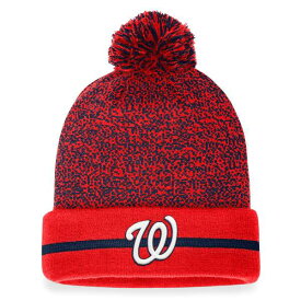 ファナティクス メンズ 帽子 アクセサリー Washington Nationals Fanatics SpaceDye Cuffed Knit Hat with Pom Red/Navy