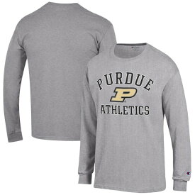 チャンピオン メンズ Tシャツ トップス Purdue Boilermakers Champion Athletics Logo Long Sleeve TShirt Gray