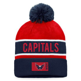 ファナティクス メンズ 帽子 アクセサリー Washington Capitals Fanatics Authentic Pro Rink Cuffed Knit Hat with Pom Navy/Red