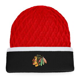 ファナティクス メンズ 帽子 アクセサリー Chicago Blackhawks Fanatics Iconic Striped Cuffed Knit Hat Black/Red