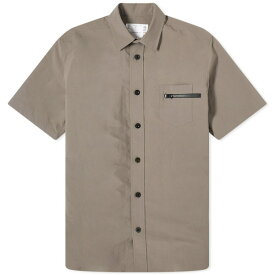 サカイ メンズ シャツ トップス Sacai Matte Taffeta Zip Short Sleeve Shirt Green