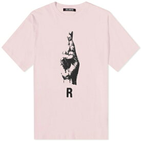 ラフ・シモンズ メンズ Tシャツ トップス Raf Simons Oversized Hand Sign Print T-Shirt Pink