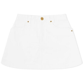 バルマン レディース スカート ボトムス Balmain Western Denim Short Skirt White