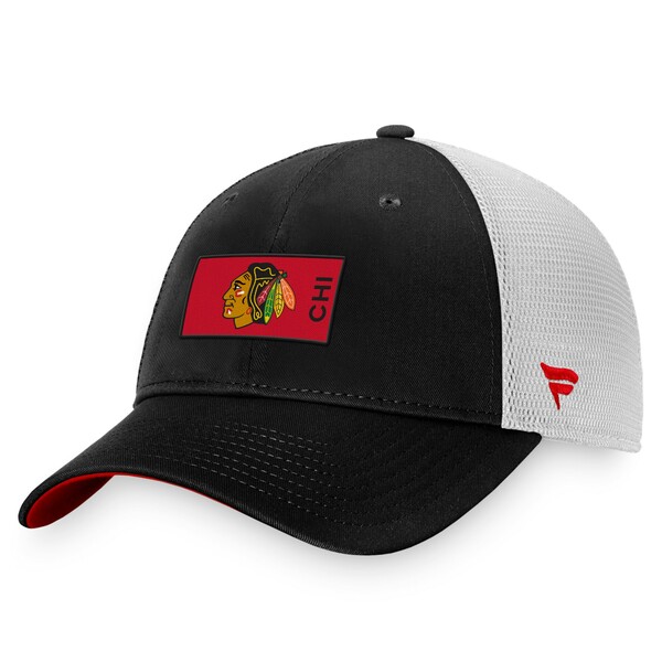 ファナティクス メンズ 帽子 アクセサリー Chicago Blackhawks Fanatics Branded Authentic Pro Rink Trucker Snapback Hat Black/White：asty