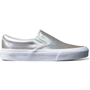 Vans �o���Y ���f�B�[�X �X�j�[�J�[ �yVans Classic Slip-On Metallic Leather Silver (Women's)�z �T�C�Y US_5(22.0cm) Silver/True White