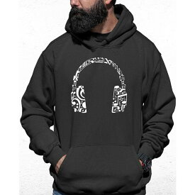 エルエーポップアート メンズ パーカー・スウェットシャツ アウター Men's Music Note Headphones Word Art Hooded Sweatshirt Gray