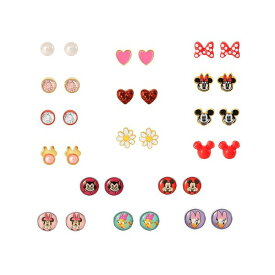 ディズニー レディース ピアス＆イヤリング アクセサリー Mickey, Minnie Mouse & Friends Stud Earrings Pack of 16 Pairs - Officially Licensed Disney Earrings for Daily Wear Red, black, purple