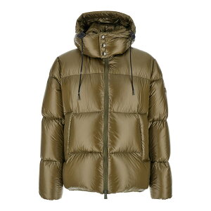 ^gX Y WPbgu] AE^[ 'belbo' Green Down Jacket With Drawstring Hood And Logo Patch In Tech Fabric Man Green