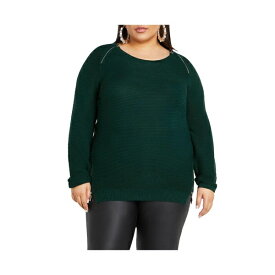 シティーシック レディース ニット&セーター アウター Plus Size Zip Front Sweater Green