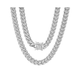 スティールタイム レディース ネックレス・チョーカー・ペンダントトップ アクセサリー Men's Stainless Steel 30" Miami Cuban Link Chain with 10mm Box Clasp Necklaces Silver