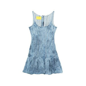 �}���P�X �A�����C�_ ���f�B�[�X �����s�[�X �g�b�v�X Acid wash pleated dress Blue