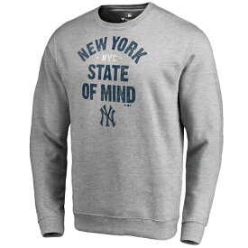 ファナティクス メンズ パーカー・スウェットシャツ アウター New York Yankees Fanatics Branded Hometown Collection New York State Pullover Sweatshirt Heathered Gray