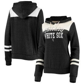 ニューエラ レディース パーカー・スウェットシャツ アウター Chicago White Sox New Era Women's Colorblock TriBlend Pullover Hoodie Heathered Black/White