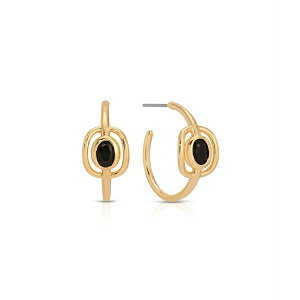�G�e�B�J ���f�B�[�X �s�A�X���C�������O �A�N�Z�T���[ Gold Plated Crystal Cage Hoop Earrings Black