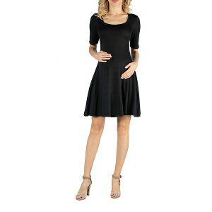 24�Z�u���R���t�H�[�g ���f�B�[�X �����s�[�X �g�b�v�X Knee Length A Line Elbow Sleeve Maternity Dress Black