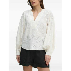 ���X ���b�V�� ���f�B�[�X �V���c �g�b�v�X V-neck eyelet blouse White