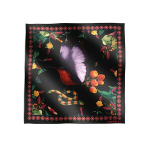 ���E�_�u���E�W�F�C ���f�B�[�X �}�t���[�E�X�g�[���E�X�J�[�t �A�N�Z�T���[ Floral border bird scarf Black