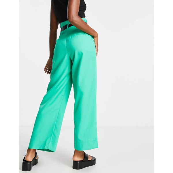 ヴェロモーダ レディース カジュアルパンツ ボトムス Vero Moda high waisted belted pants in bright  green Bright Green | asty