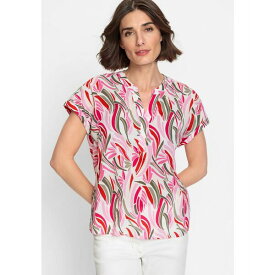オルセン レディース カットソー トップス Women's 100% Cotton Short Sleeve Printed Tunic Blouse Paradise pink