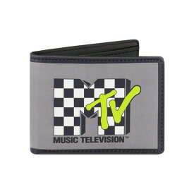 エムティーヴィー メンズ 財布 アクセサリー Men's LOGO WITH CHECKERBOARD PATTERN Bifold Wallet, Slim Wallet with Decorative Tin for Men and Women Multi