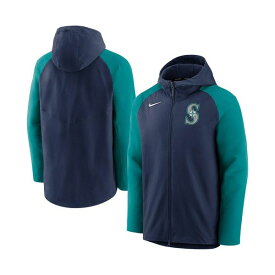 ナイキ レディース ジャケット＆ブルゾン アウター Men's Navy, Aqua Seattle Mariners Authentic Collection Full-Zip Hoodie Performance Jacket Navy, Aqua