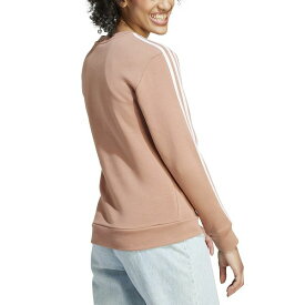 アディダス レディース パーカー・スウェットシャツ アウター Women's 3-Stripe Cotton Fleece Crewneck Sweatshirt Clay Strata/clear Pink