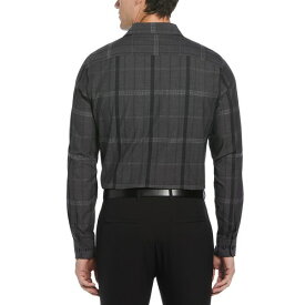 ペリーエリス メンズ シャツ トップス Men's Cotton Tonal Jacquard Plaid Button Shirt Black