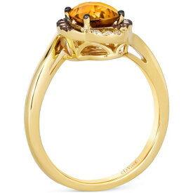 ルヴァン レディース リング アクセサリー Cinnamon Citrine (1-1/8 ct. t.w.) & Diamond (1/8 ct. t.w.) Halo Twist Ring in 14k Gold (Also available in Grape Amethyst, Deep Sea Blue Topaz & Pomegranate Garnet) 14K Honey Gold Ring