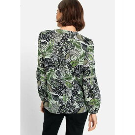 オルセン レディース カットソー トップス Women's Cotton Viscose Leaf Print Tunic Shirt Dk khaki