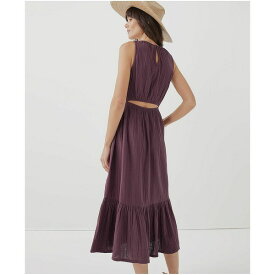 パクト レディース ワンピース トップス Women's Organic Cotton Coastal Double Gauze Cutout Midi Dress Maroon