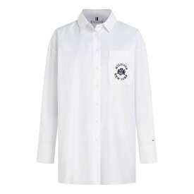 【送料無料】 トミー ヒルフィガー レディース シャツ トップス Varsity Loose Fit Shirt Th Optic White