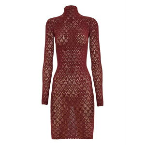 �E�H���t�H�[�h ���f�B�[�X �����s�[�X �g�b�v�X Mermaid-net mock-neck mini dress Red