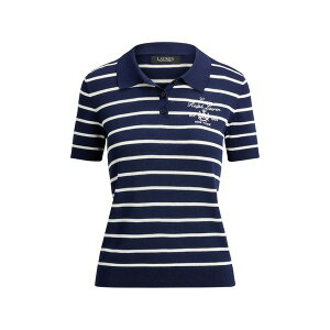 �����t���[���� ���f�B�[�X �|���V���c �g�b�v�X Striped-pattern polo shirt Blue