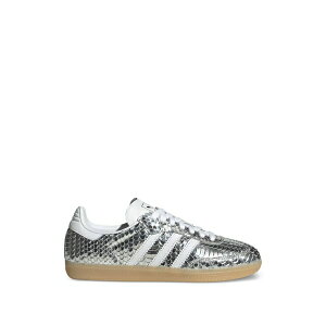 �A�f�B�_�X ���f�B�[�X �X�j�[�J�[ �V���[�Y Samba snakeskin-effect striped sneakers Silver