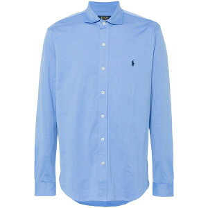 �����t���[���� �����Y �V���c �g�b�v�X Polo pony-embroidered cotton shirt Blue