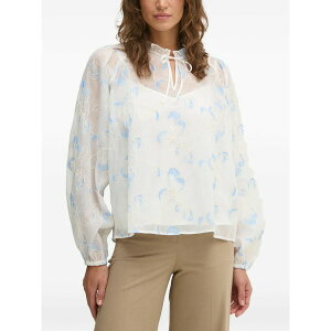 ���X ���b�V�� ���f�B�[�X �V���c �g�b�v�X Floral ruffled blouse White