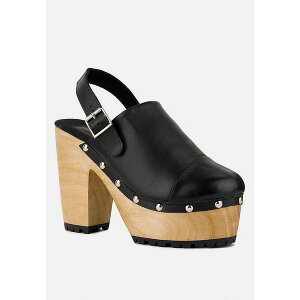 O Ah R[ fB[X IbNXtH[h V[Y ALONA Womens Slingback High Block Heeled Clogs Black