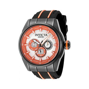 CrN^ Y rv ANZT[ Men's 49054 Speedway Quartz Chronograph Orange, Silver Dial Watch Black