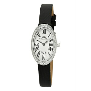 |Tu[ fB[X rv ANZT[ Women's Eloise Watch with Topaz Gemstone and Genuine Leather Band 1351AELL Silver tone and black
