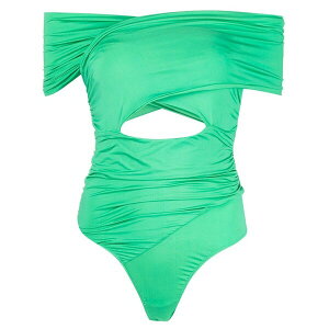 �t���[�f���}�[�� ���f�B�[�X �V���c �g�b�v�X Wrap-front bodysuit Green