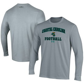 アンダーアーマー メンズ Tシャツ トップス Coastal Carolina Chanticleers Under Armour Football Performance Long Sleeve TShirt Gray