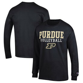 チャンピオン メンズ Tシャツ トップス Purdue Boilermakers Champion Stack Logo Volleyball Powerblend Long Sleeve TShirt Black