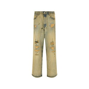 �P���]�[ �����Y �f�j���p���c �{�g���X Kuroki distressed jeans Brown