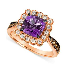 ルヴァン レディース リング アクセサリー Grape Amethyst (2-1/5 ct. t.w.) & Diamond (1/2 ct. t.w.) Halo Ring in 14k Rose Gold No Color